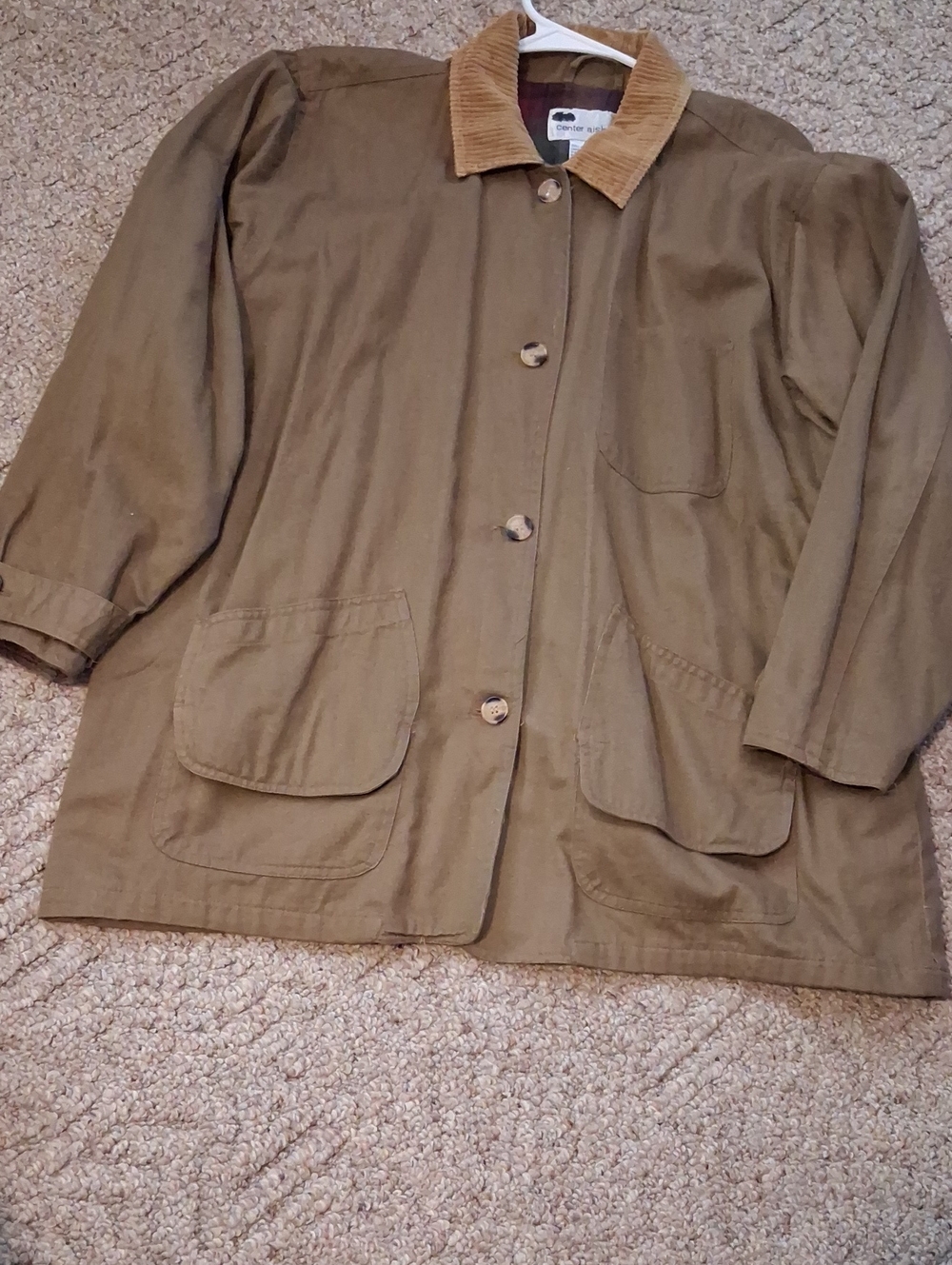 Olive Utility Jacket with Tan Corduroy Collar